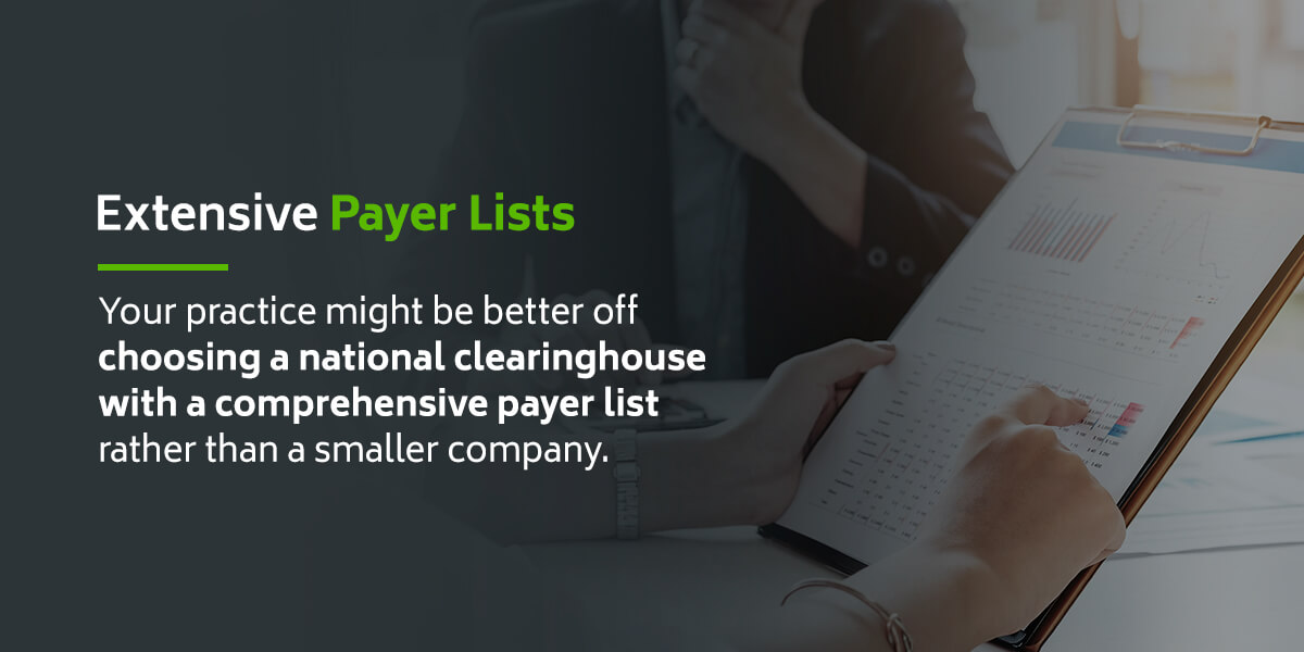 Extensive payer lists