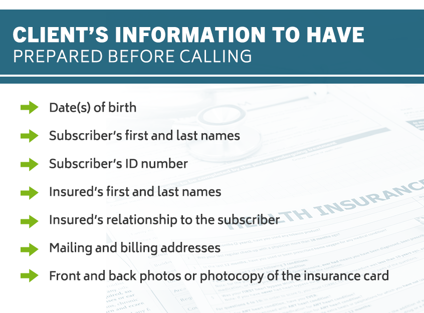 Client's information to have prepared before calling